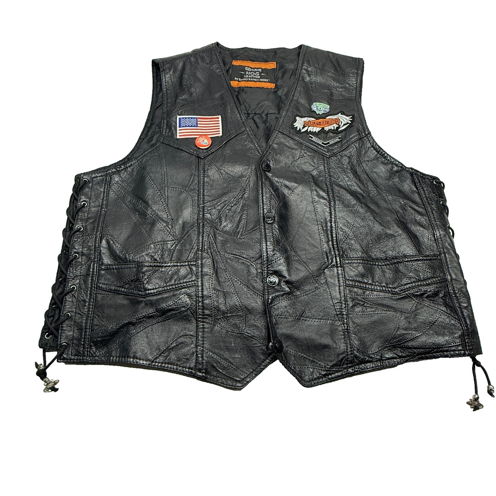 Rocky Ranch Hides Genuine Hog Leather Harley Davidson Vest XL